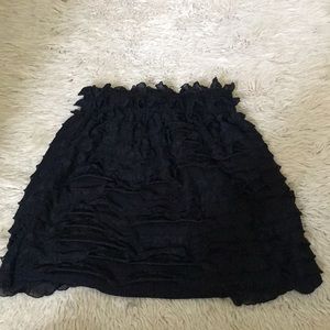 Black Ruffled Mini Skirt